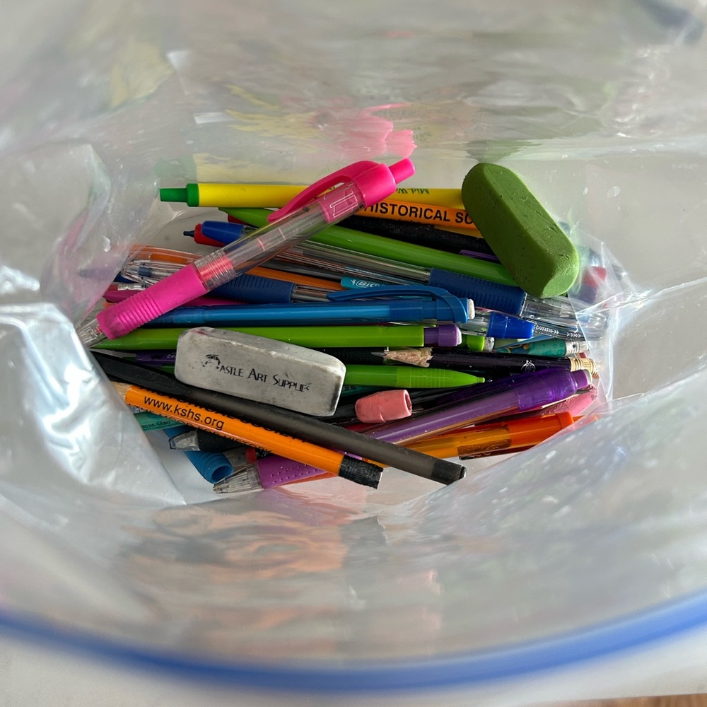 Assorted Colorful Pens and Pencils, erasers - Mixed Pack